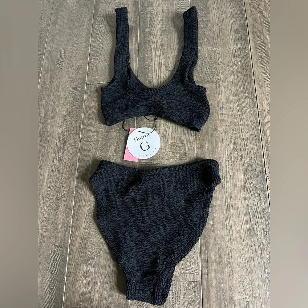 Hunza G Bonnie 2pc Bikini Set Black Swimwear OS NWT 255$ - Picture 12 of 12